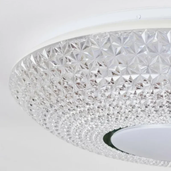 hofstein Curin Plafonnier LED Blanc, 1 lumière, Télécommandes* Lampes En Verre