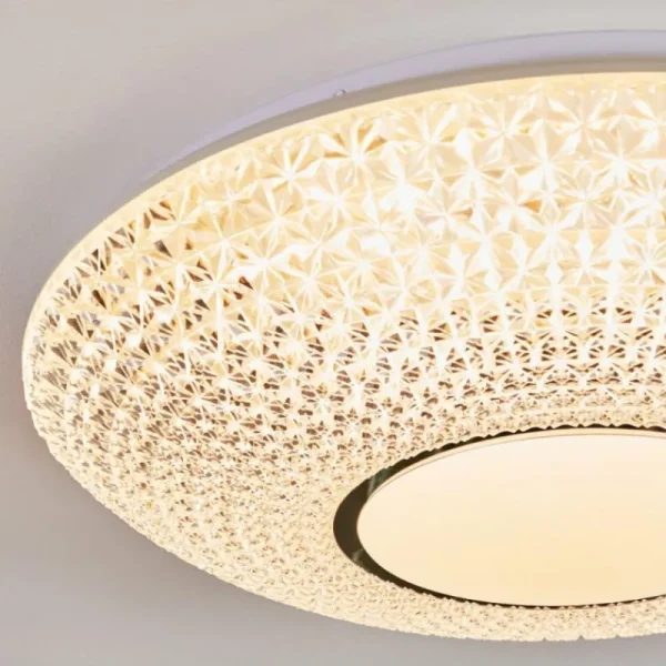 hofstein Curin Plafonnier LED Blanc, 1 lumière, Télécommandes* Lampes En Verre