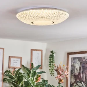 hofstein Curin Plafonnier LED Blanc, 1 lumière, Télécommandes* Lampes En Verre