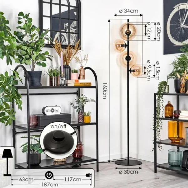 hofstein Dagan Lampadaire Ambre, 4 lumières* Lampes En Verre