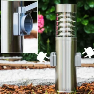 hofstein Dakar Borne lumineuse Acier inoxydable, 1 lumière* Lampes Modernes