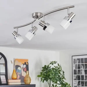 hofstein Davor Plafonnier, Spot de plafond Chrome, Nickel mat, 4 lumières* Lampes En Verre