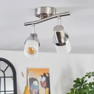 hofstein Davor Plafonnier, Spot de plafond Chrome, Nickel mat, 2 lumières* Lampes En Verre