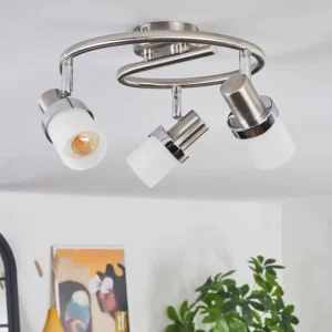 hofstein Davor Plafonnier, Spot de plafond Chrome, Nickel mat, 3 lumières* Lampes En Verre