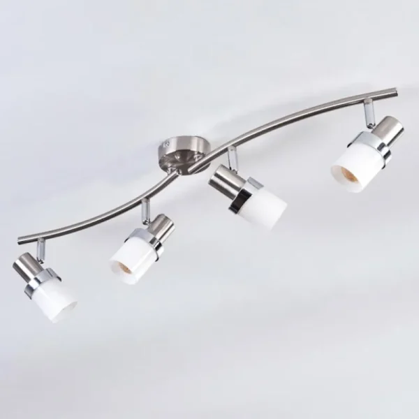 hofstein Davor Plafonnier, Spot de plafond Chrome, Nickel mat, 4 lumières* Lampes En Verre