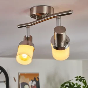 hofstein Davor Plafonnier, Spot de plafond Chrome, Nickel mat, 2 lumières* Lampes En Verre