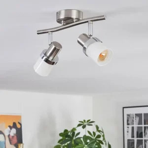 hofstein Davor Plafonnier, Spot de plafond Chrome, Nickel mat, 2 lumières* Lampes En Verre