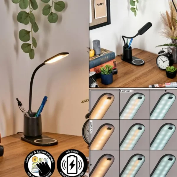 hofstein Debelmose Lampe de bureau, Lampe à poser LED Noir, 1 lumière* Lampes Modernes