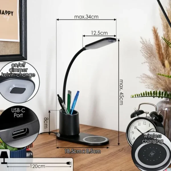 hofstein Debelmose Lampe de bureau, Lampe à poser LED Noir, 1 lumière* Lampes Modernes
