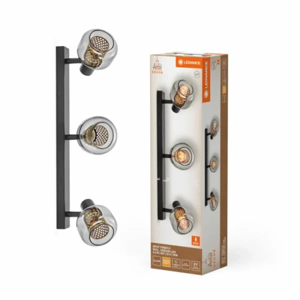 Luminaires Ledvance DECOR Applique murale / Plafonnier LED Noir, 3 lumières* Lampes En Verre