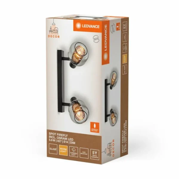 Luminaires Ledvance DECOR Applique murale / Plafonnier LED Noir, 2 lumières* Lampes En Verre