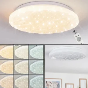 hofstein Deral Plafonnier LED Blanc, 1 lumière, Télécommandes* Lampes Modernes
