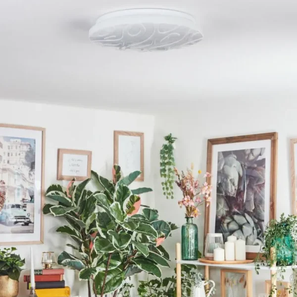 hofstein Deral Plafonnier LED Blanc, 1 lumière, Télécommandes* Lampes Modernes