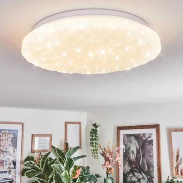 hofstein Deral Plafonnier LED Blanc, 1 lumière, Télécommandes* Lampes Modernes