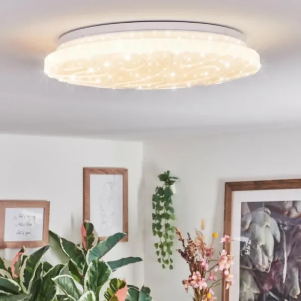 hofstein Deral Plafonnier LED Blanc, 1 lumière, Télécommandes* Lampes Modernes
