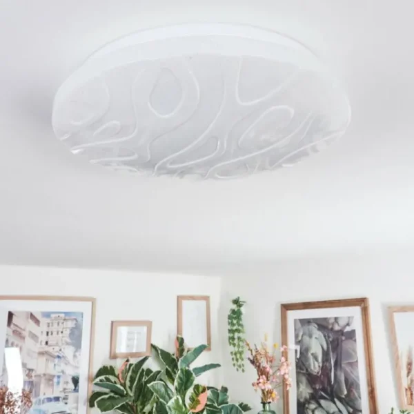 hofstein Deral Plafonnier LED Blanc, 1 lumière, Télécommandes* Lampes Modernes