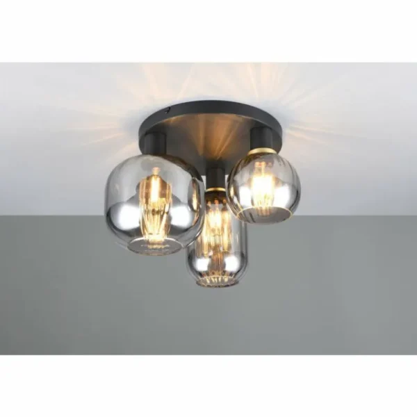 Luminaires Trio Diva Plafonnier Noir, 3 lumières* Lampes En Verre