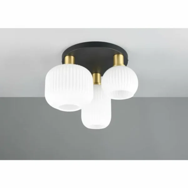 Luminaires Trio Diva Plafonnier Laiton, 3 lumières* Lampes En Verre