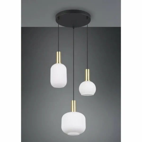 Luminaires Trio Diva Suspension Laiton, 3 lumières* Lampes En Verre