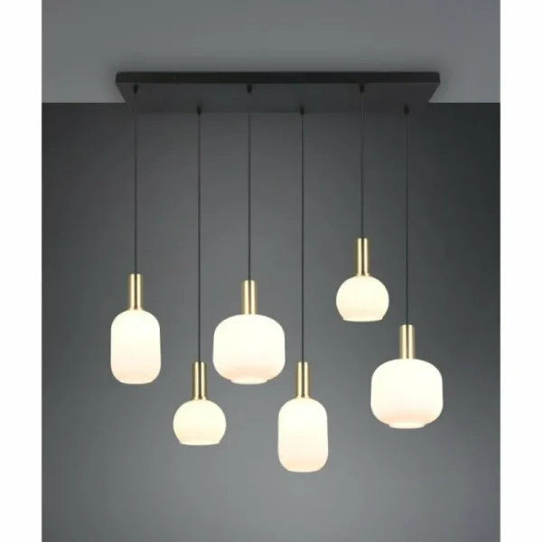 Luminaires Trio Diva Suspension Laiton, 6 lumières* Lampes En Verre