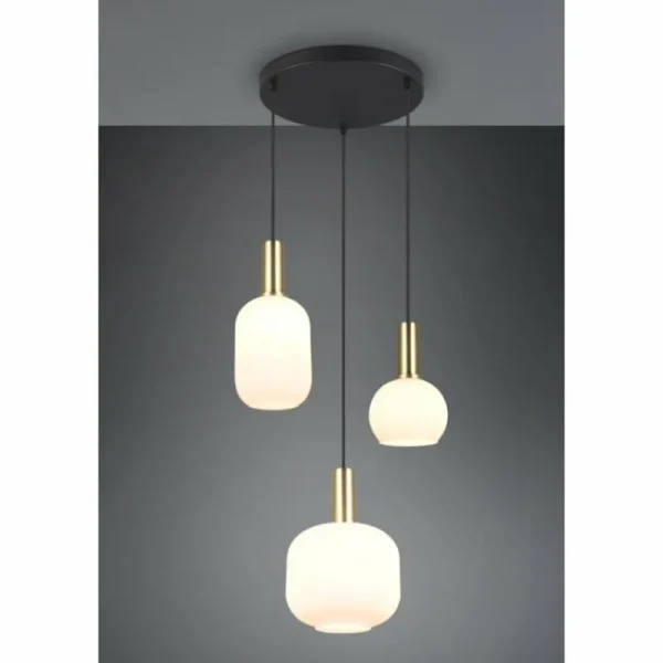 Luminaires Trio Diva Suspension Laiton, 3 lumières* Lampes En Verre