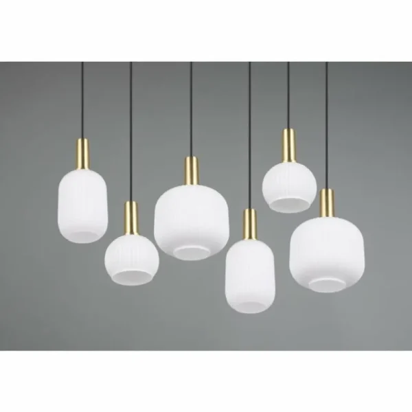 Luminaires Trio Diva Suspension Laiton, 6 lumières* Lampes En Verre