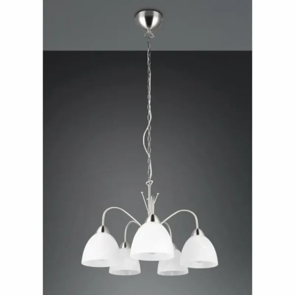 Luminaires Reality DOBBY Suspension Nickel mat, 5 lumières* Lampes En Verre