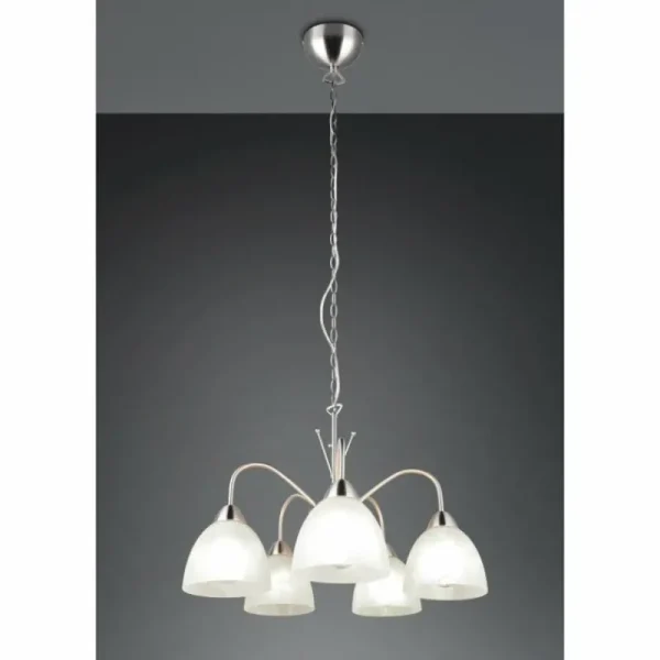 Luminaires Reality DOBBY Suspension Nickel mat, 5 lumières* Lampes En Verre