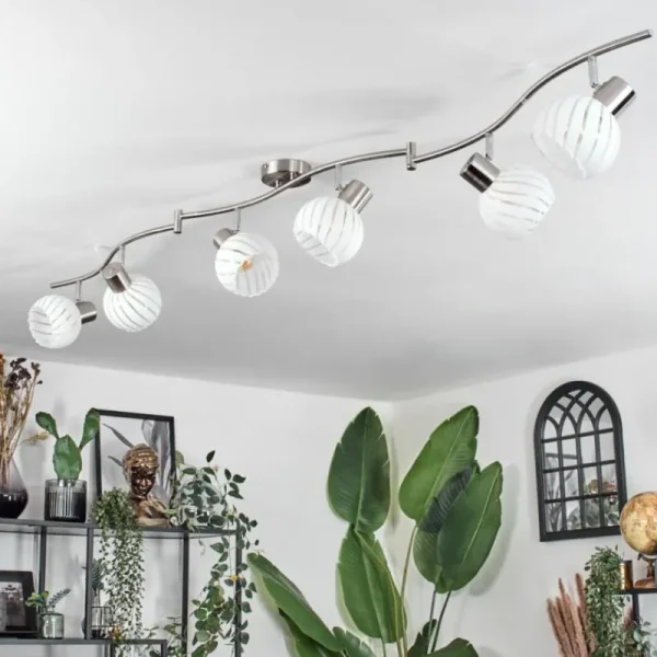 hofstein Dysted Plafonnier, Boule lumineuse Nickel mat, 6 lumières* Lampes En Verre