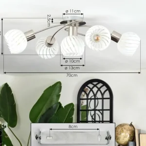 hofstein Dysted Plafonnier, Boule lumineuse Nickel mat, 5 lumières* Lampes En Verre