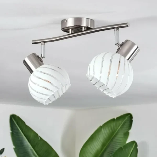 hofstein Dysted Plafonnier, Boule lumineuse Nickel mat, 2 lumières* Lampes En Verre