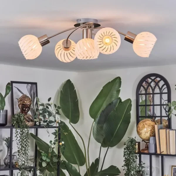 hofstein Dysted Plafonnier, Boule lumineuse Nickel mat, 5 lumières* Lampes En Verre