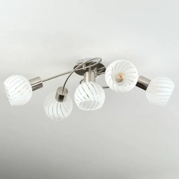 hofstein Dysted Plafonnier, Boule lumineuse Nickel mat, 5 lumières* Lampes En Verre