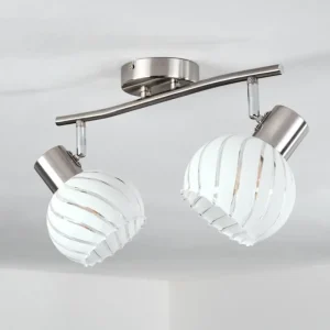 hofstein Dysted Plafonnier, Boule lumineuse Nickel mat, 2 lumières* Lampes En Verre