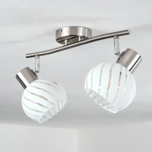 hofstein Dysted Plafonnier, Boule lumineuse Nickel mat, 2 lumières* Lampes En Verre