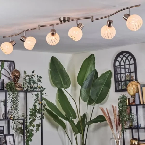 hofstein Dysted Plafonnier, Boule lumineuse Nickel mat, 6 lumières* Lampes En Verre