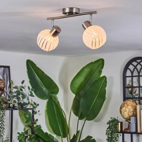 hofstein Dysted Plafonnier, Boule lumineuse Nickel mat, 2 lumières* Lampes En Verre