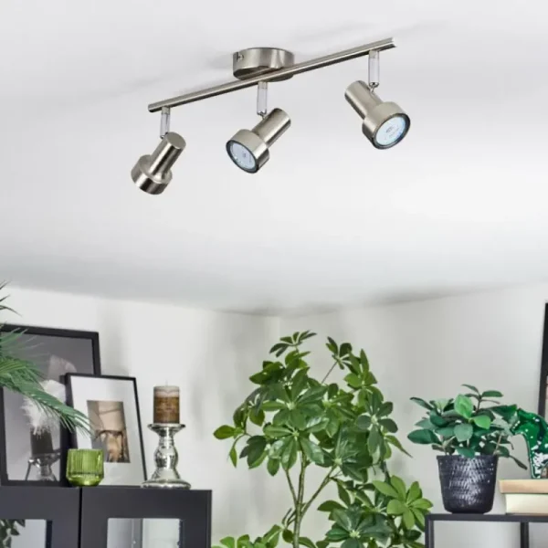 hofstein Edain Plafonnier, Spot de plafond LED Chrome, Nickel mat, 3 lumières* Lampes Modernes