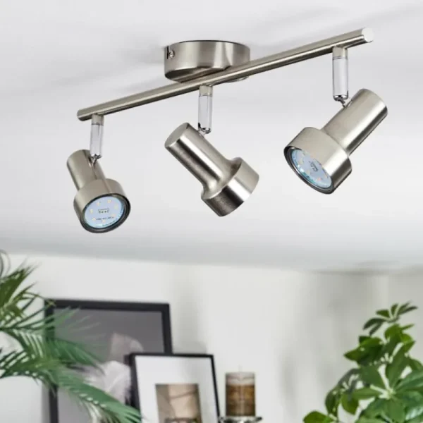 hofstein Edain Plafonnier, Spot de plafond LED Chrome, Nickel mat, 3 lumières* Lampes Modernes