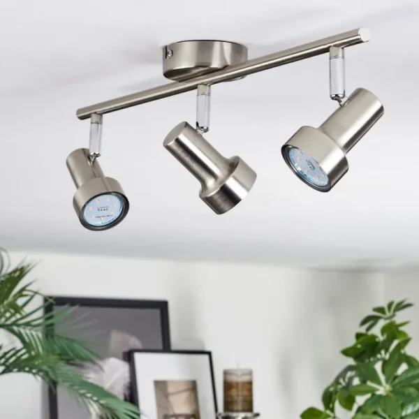hofstein Edain Plafonnier, Spot de plafond LED Chrome, Nickel mat, 3 lumières* Lampes Modernes