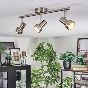 hofstein Edain Plafonnier, Spot de plafond LED Chrome, Nickel mat, 3 lumières* Lampes Modernes