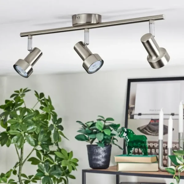 hofstein Edain Plafonnier, Spot de plafond LED Chrome, Nickel mat, 3 lumières* Lampes Modernes