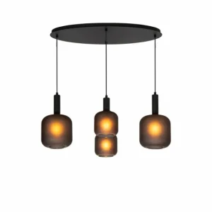 Luminaires Lucide ELOISE Suspension Noir, 4 lumières* Lampes En Verre