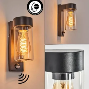 hofstein Encoberta Lampe murale d´extérieur Noir, 1 lumière, Détecteur de mouvement* Lampes Modernes
