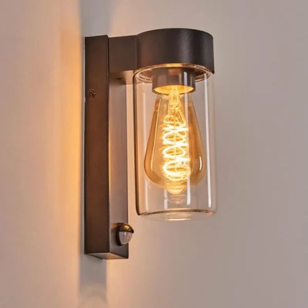 hofstein Encoberta Lampe murale d´extérieur Noir, 1 lumière, Détecteur de mouvement* Lampes Modernes