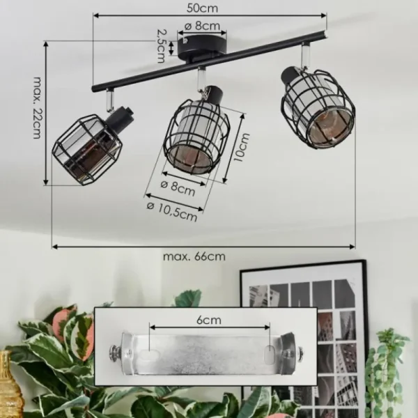 hofstein Ennor Plafonnier, Spot de plafond Noir, 3 lumières* Lampes Modernes
