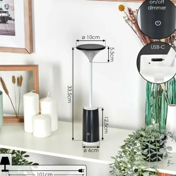 hofstein Eryon Lampe de bureau, Lampe à poser LED Noir, Blanc, 1 lumière* Lampes Modernes