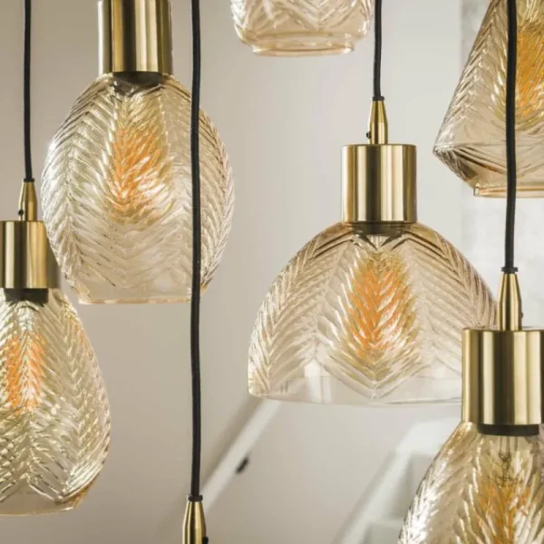 hofstein Escusa Suspension Anthracite, 9 lumières* Lampes En Verre