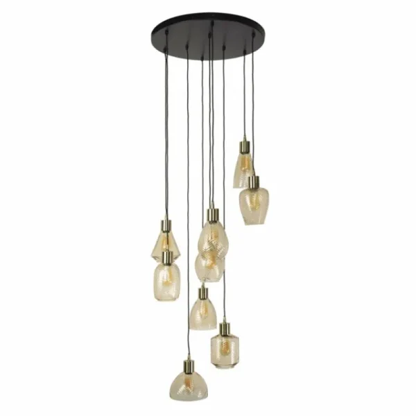 hofstein Escusa Suspension Anthracite, 9 lumières* Lampes En Verre