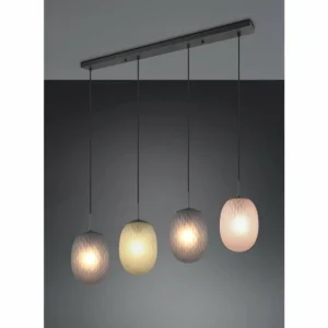 Luminaires Trio Facette Suspension Noir, 4 lumières* Lampes En Verre